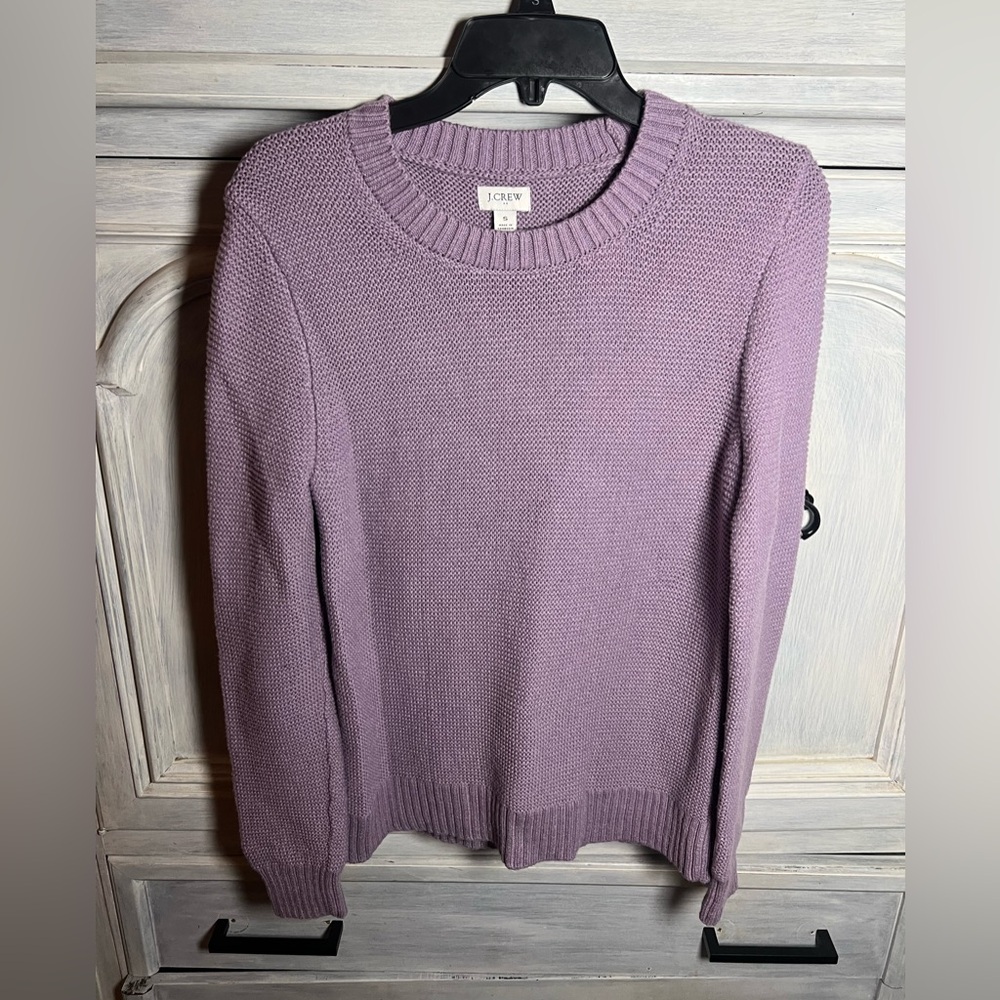 J. Crew Lavender Chunky Knit Classic Crewneck Sweater Cozy Preppy - Picture 2 of 8